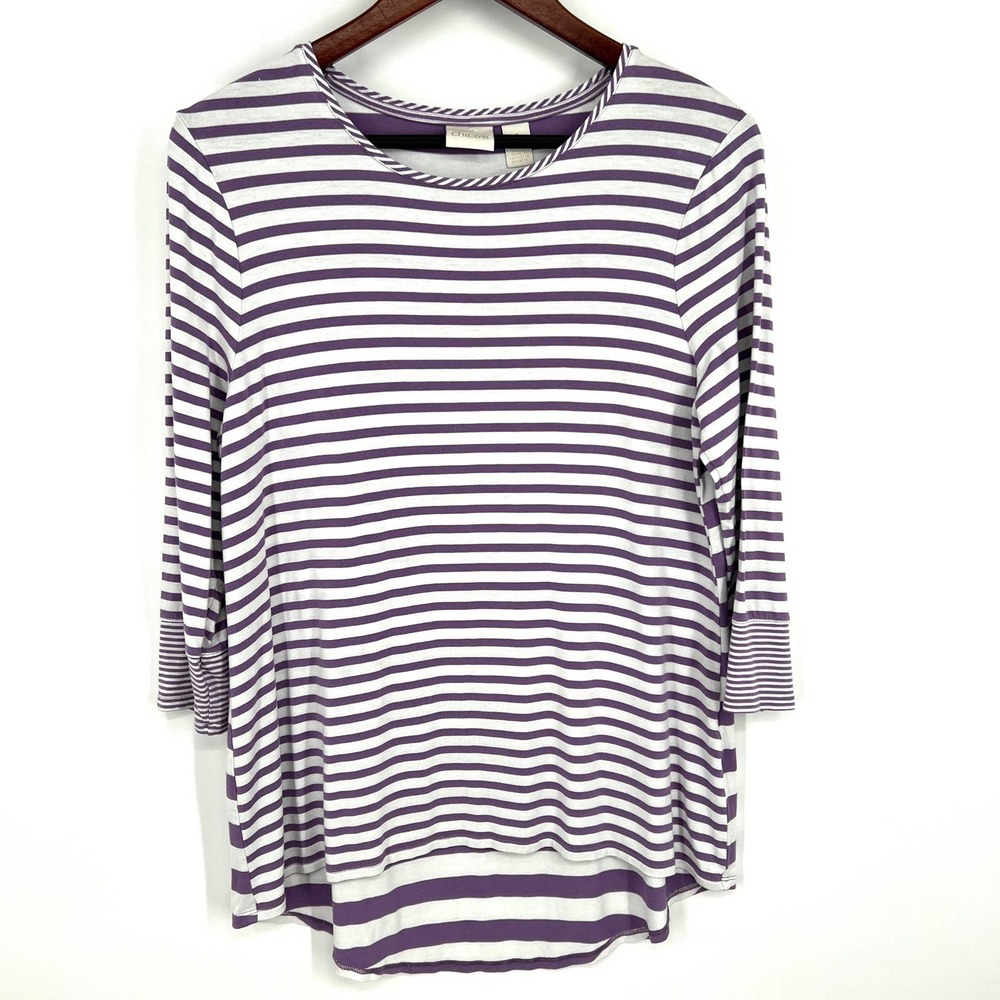 Chico's Size 1 or M Medium Stretchy Lavender Purple Blouse Shirt Top Soft Cozy
